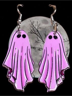 New pink sheet ghost Halloween earrings